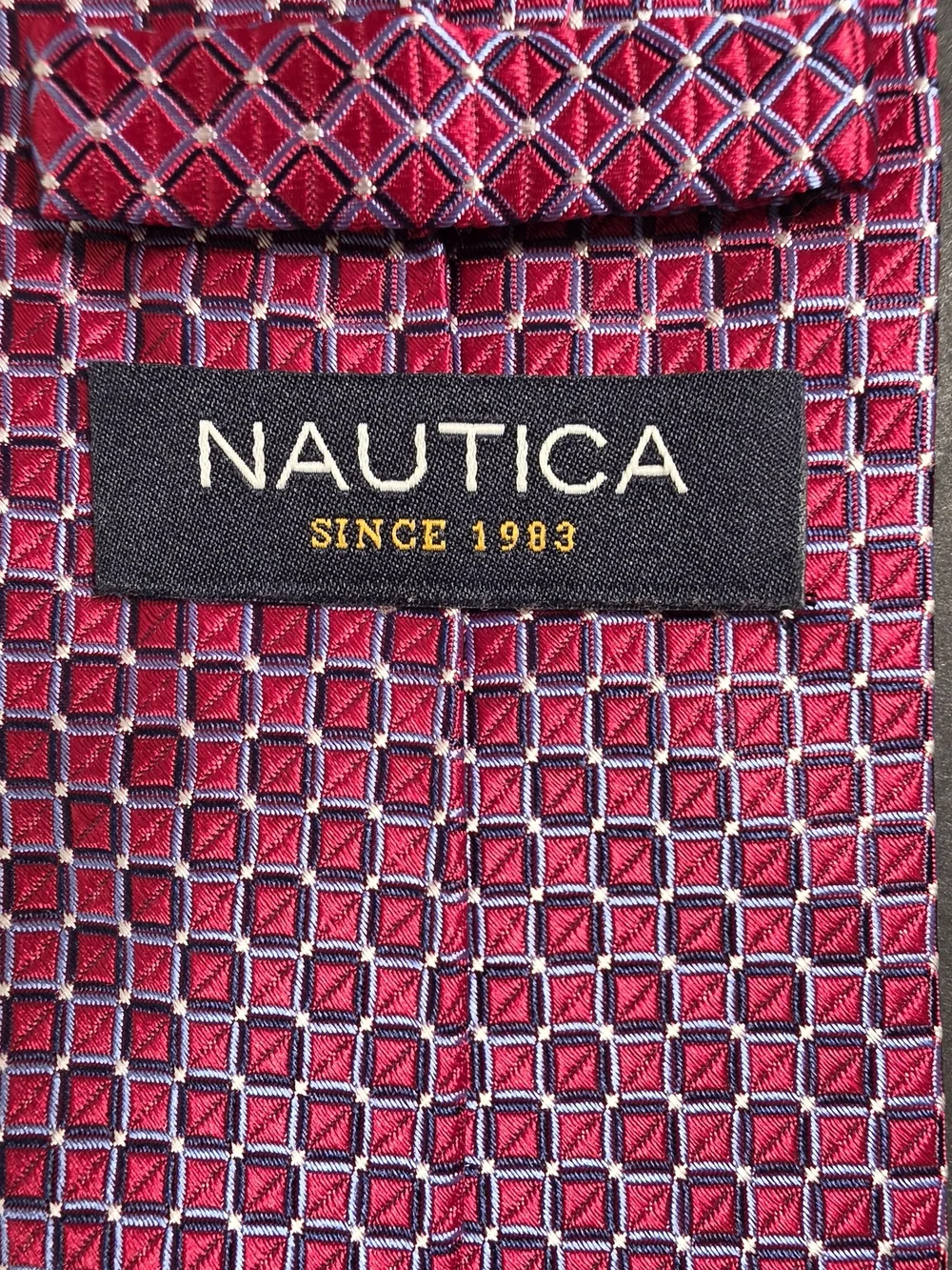 Nautica Pink Geometric Pattern Silk Tie